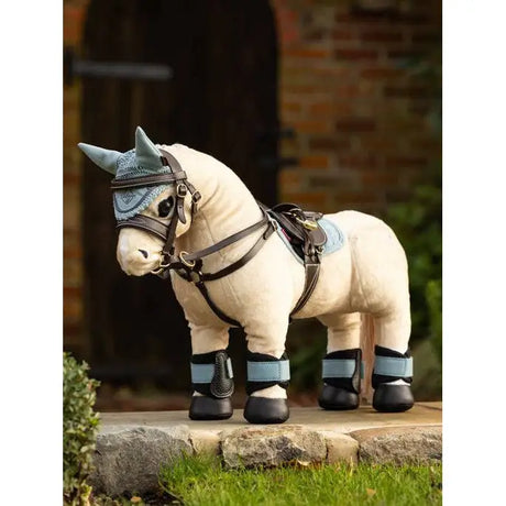 Stuffed Toy Horse in Boots and Saddle with Face Mask, Lemieux Toy Pony Pad Glacier