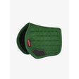 Green quilted lemieux toy pony pad hunter with black trim and red levnears brand tag for pony use