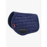Navy blue quilted lemieux toy pony pad ink blue with black leather patch and red brand tag beautiful miniature replica