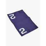 Navy blue lemieux toy pony racing cloth with bold white 2 numerals on each corner for mini lemieux pony use