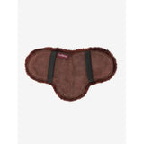 Brown Sheepskin Saddle Pad with Black Straps for Lemieux Toy Pony Showing Numnah Brown