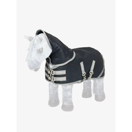 Black lemieux toy pony turnout rug navy with silver reflective trim and buckle straps for secure fit
