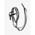 Black leather lemieux toy pony western bridle with silver hardware and matching lead rope for pony western use
