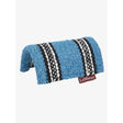Blue woven textured lemieux toy pony western pad azure with black and white striped pattern for toy pony use