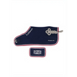 Navy blue LeMieux Toy Pony Winners Rug with red and white trim and decorative key