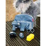 Blue zippered Lemieux Toy Puppy Grooming Kit Ice Blue with pet care tools and accessories