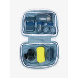 Lemieux toy puppy grooming kit ice blue with gray and blue case includes yellow sponge brushes and hair dryer for puppies