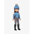 Blue lemieux toy rider olivia doll in equestrian outfit with matching helmet gray pants and black boots for toy pony play