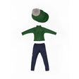 Green knit cap with a fluffy gray pom-pom from lemieux toy rider outfit hunter green collection