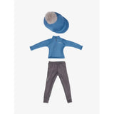 Blue lululemon equestrian lemieux toy rider outfit ice blue with matching hat and grey riding pants for riders