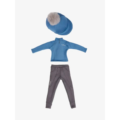 Blue lululemon equestrian lemieux toy rider outfit ice blue with matching hat and grey riding pants for riders