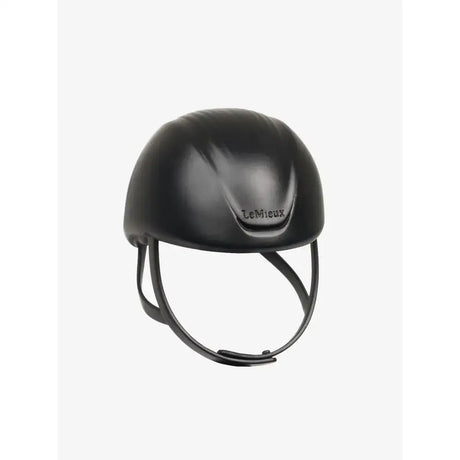 Black lemieux toy rider equestrian helmet with glossy finish and adjustable straps for toy rider outfit use