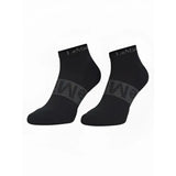 Black lemieux trainer socks with subtle gray logo and patterned foot design perfect for training and casual wear