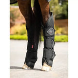 Black lemieux travel boots leg guard with adjustable straps made of strong ballistic nylon and latest lightweight breathable design