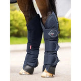 Navy blue lemieux travel boots with black reinforced sections and adjustable straps featuring lightweight breathable innovation