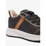 Dark brown and black lemieux trax waterproof trainers cinder with tan leather stripe white midsole and rugged tread