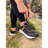 Hiking shoe laced up, showcasing Lemieux Trax 2.0 Waterproof Trainers Cinder design