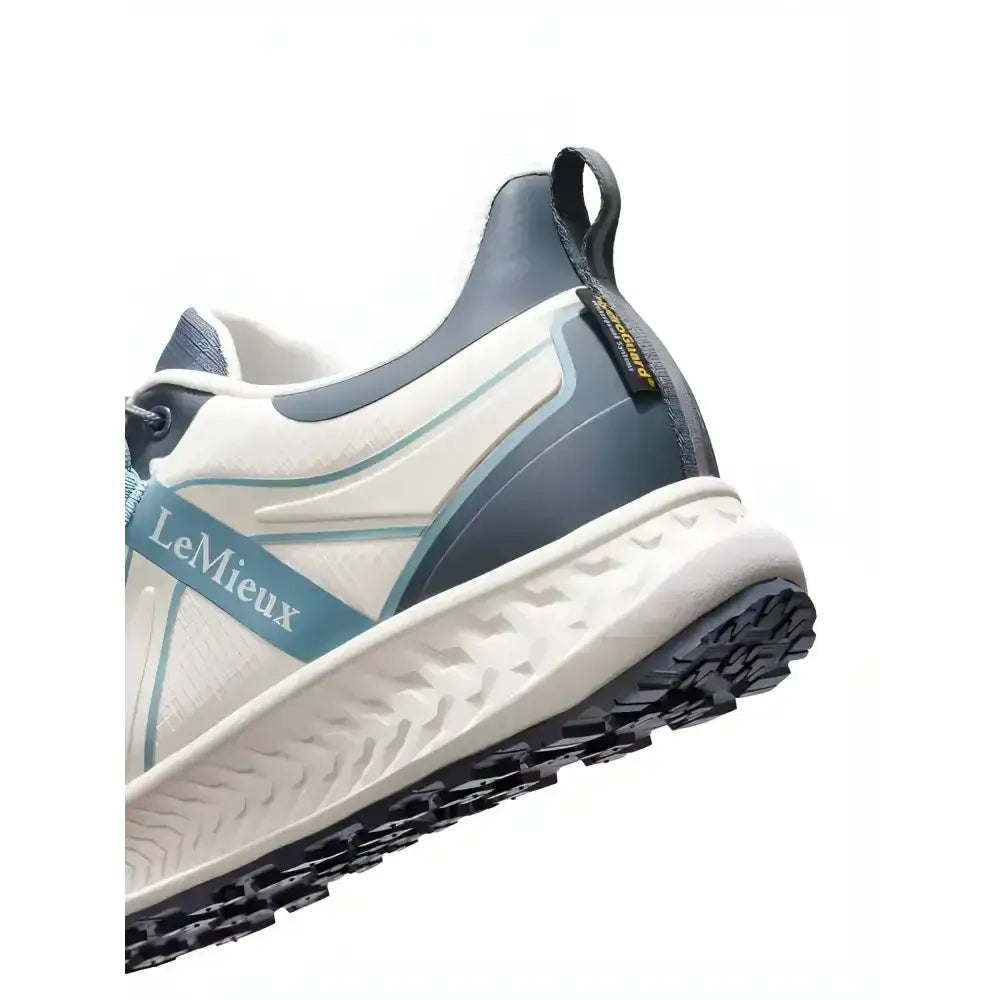 Lemieux trax 2.0 waterproof trainers petrol with white dark gray upper teal stripes toggle lacing and rugged outsole