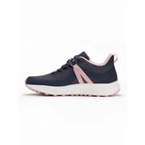Dark navy lemieux trax viva waterproof trainer dusk with pink accent stripe mesh upper and white rubber sole