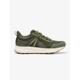 Olive green lemieux trax waterproof trainer khaki with mesh and synthetic overlays white midsole and gum outsole