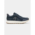 Black lemieux trax waterproof trainer navy with textured mesh upper white midsole and tan rubber outsole for all terrain use