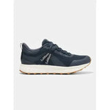 Black lemieux trax waterproof trainer navy with textured mesh upper white midsole and tan rubber outsole for all terrain use