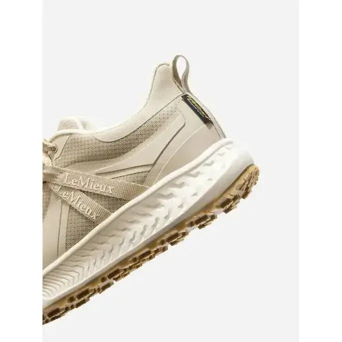 Beige lemieux trax waterproof trainer stone sneaker with mesh and synthetic overlays and textured rubber sole