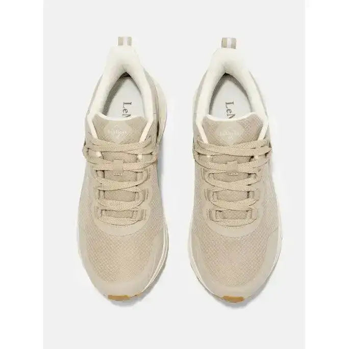Beige mesh lemieux trax waterproof trainer with sleek modern design and subtle branding on the insole stone color
