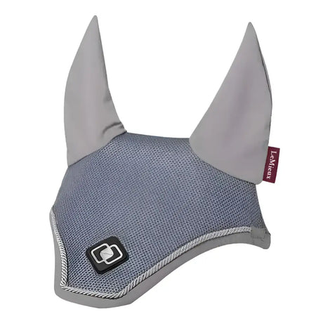 Gray lemieux ultra mesh horse ear bonnet with reinforced fabric ears and black logo patch for fly protection