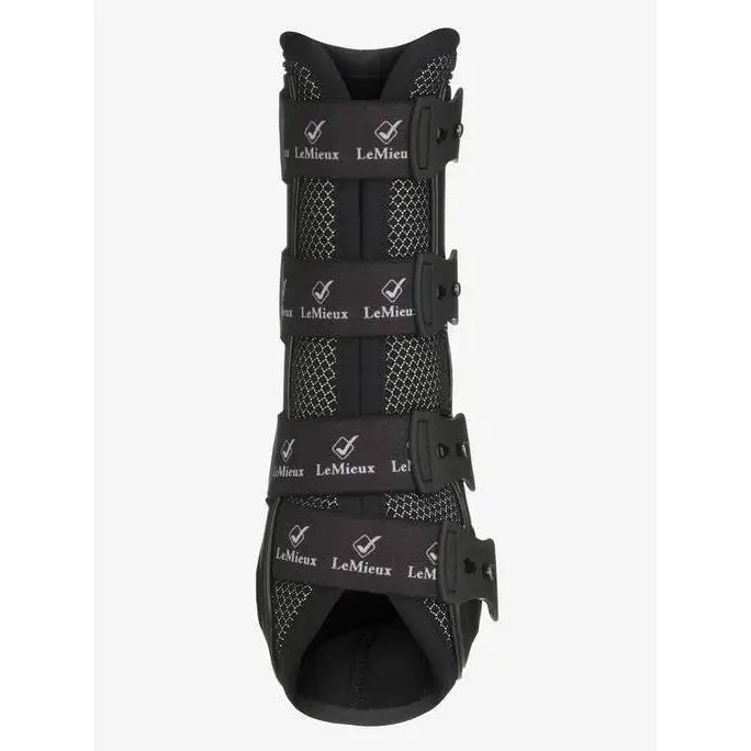 LeMieux Ultra Mesh Snug Boots Front Black Medium Black Brushing Boots