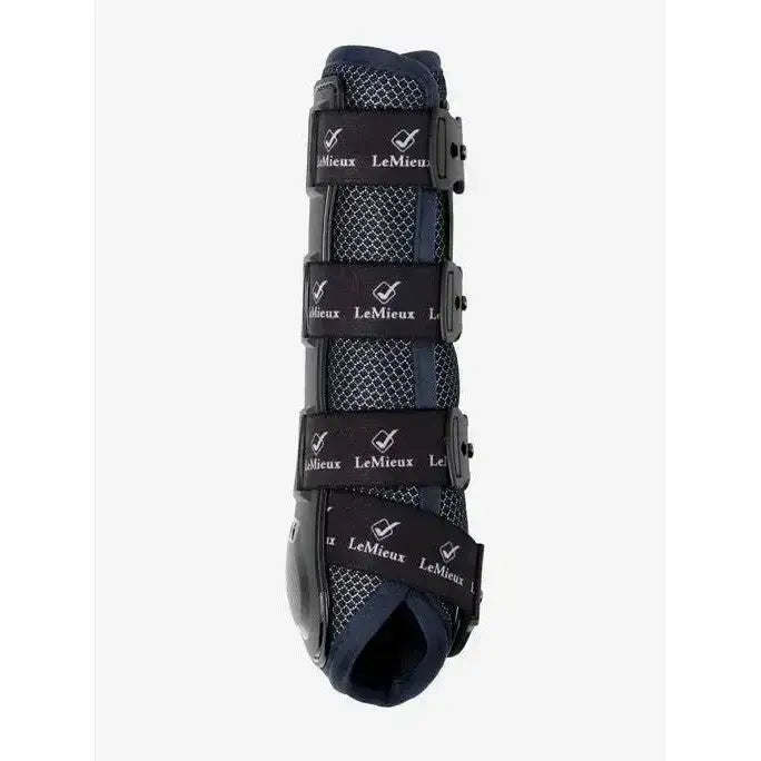 Black lemieux ultra mesh snug boots front with mesh panels and adjustable straps for high compression factor