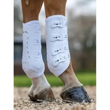 White lemieux ultra mesh snug boots hind with adjustable straps and ventilation cutouts for equestrian use