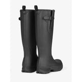 Black rubber lemieux ultra stride wellington boots with buckle strap and pull tabs for easy wear