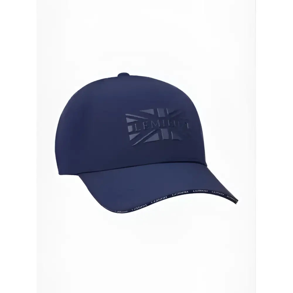 Navy blue lemieux union jack baseball cap with subtle embroidered flag and metal slide adjuster on the back