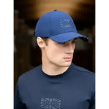 Navy lemieux union jack baseball cap with embroidered union jack logo and metal slide adjuster on the back