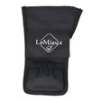 Black lemieux vector stirrup cover pouch with clear pocket, reinforced stitching, and soft fleece underlining