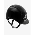 Black glossy lemieux verv competition riding helmet with sleek design and lamex logo perfect for riders