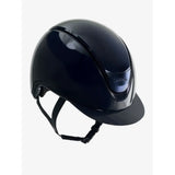 Black glossy lemieux verv competition riding helmet with sleek modern design and lemieux logo on the side