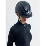 Black matte lemieux verv competition riding hat adjustable with sleek aerodynamic design and subtle branding