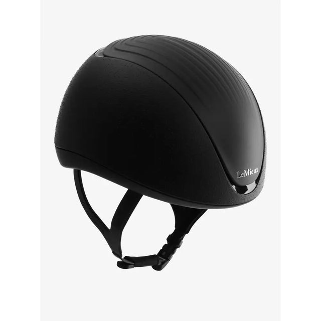 Black lemieux verv riding hat adjustable with matte finish and subtle ribbed texture for comfortable riding use