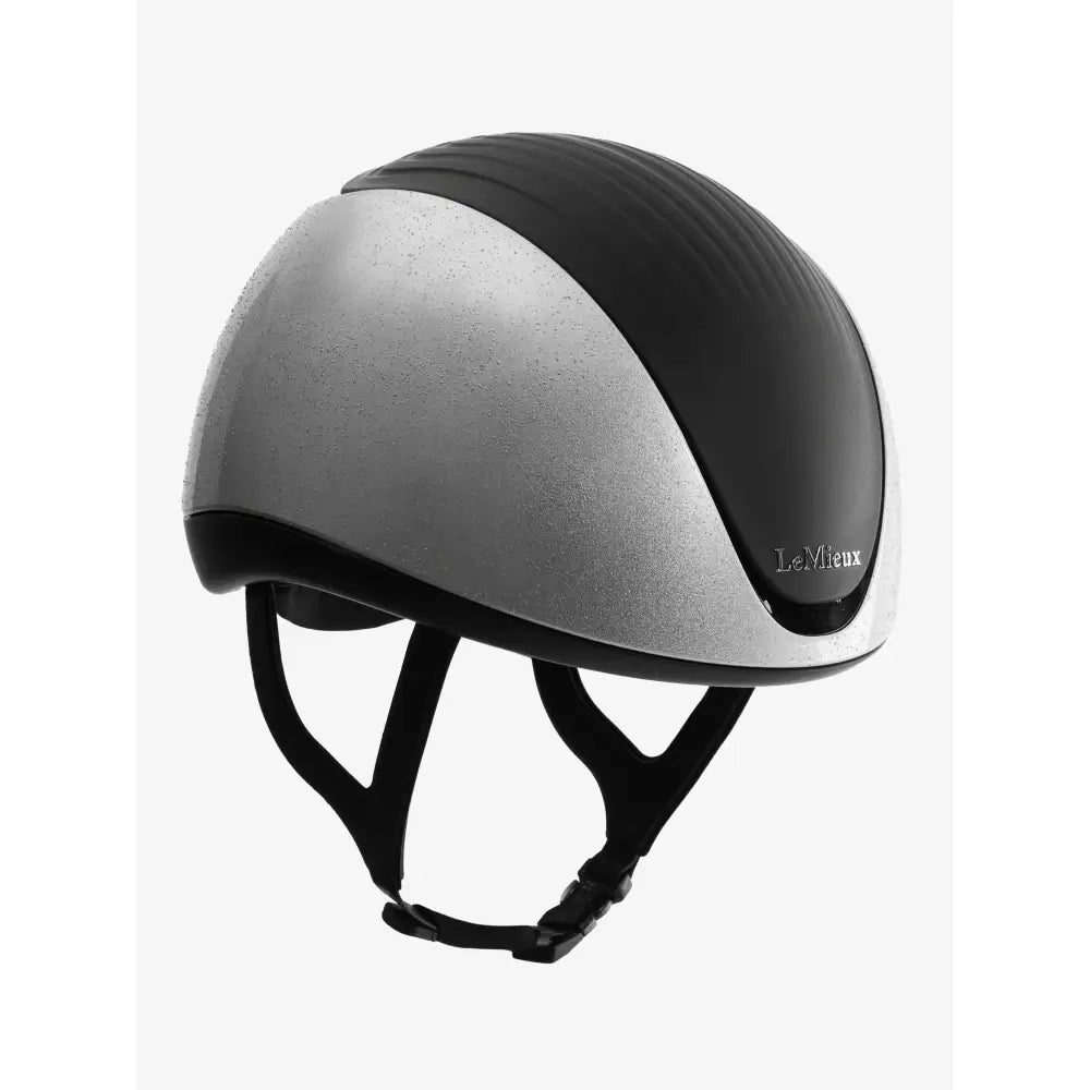 Silver and black lemieux verv riding hat adjustable helmet with sleek modern design for equestrian use