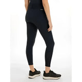 Back view of black lemieux victoria breech with subtle texture and silicone seat navy logo on waistband