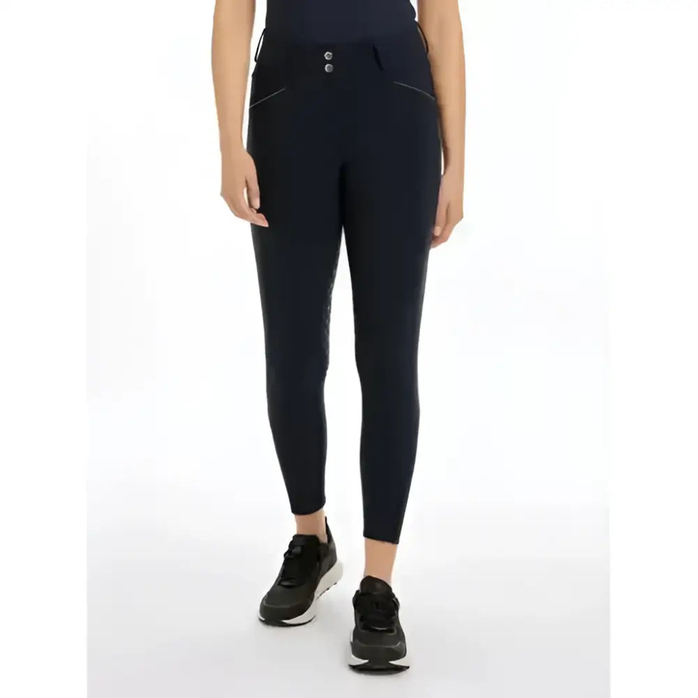 Black lemieux victoria breech riding pants with sleek silicone seat navy and subtle stitching details