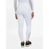 White lemieux victoria breech riding pants with silicone seat white and sleek gray panels on outer thighs