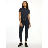 Navy blue lemieux victoria breech suede seat navy riding outfit with short zip front top and fitted leggings