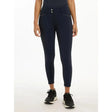 Navy blue high waisted lemieux victoria breech leggings with two front pockets and victoria breech suede seat navy details