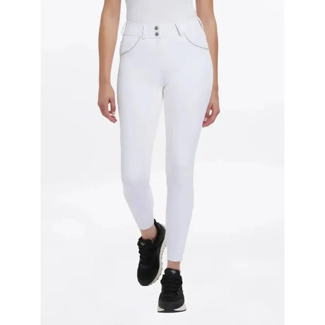 White lemieux victoria breech riding pants with a sleek suede seat white design and buttoned front pockets
