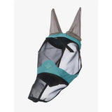 Teal and black mesh fly mask lagoon with reinforced ear flaps lemieux visor-tek full fly mask lagoon
