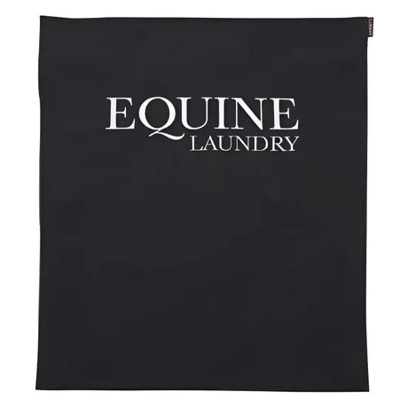 Black fabric lemieux wash bag with equine laundry print in white serif lettering perfect for tack care use