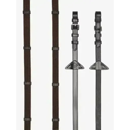 LeMieux Webbed Continenal Reins Brown/ Silver Pony Brown/Silver Continental Reins
